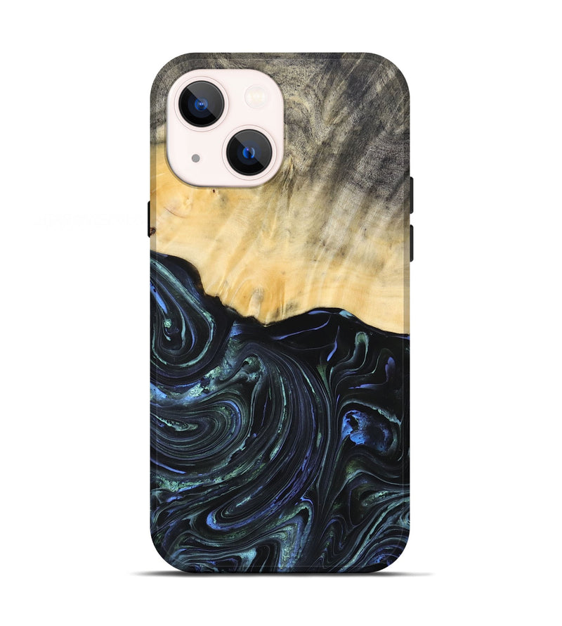 iPhone 13 Wood+Resin Live Edge Phone Case - Carlton (Blue, 692321)