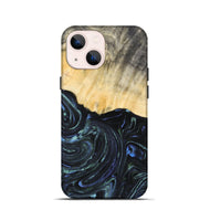 iPhone 13 mini Wood+Resin Live Edge Phone Case - Carlton (Blue, 692321)