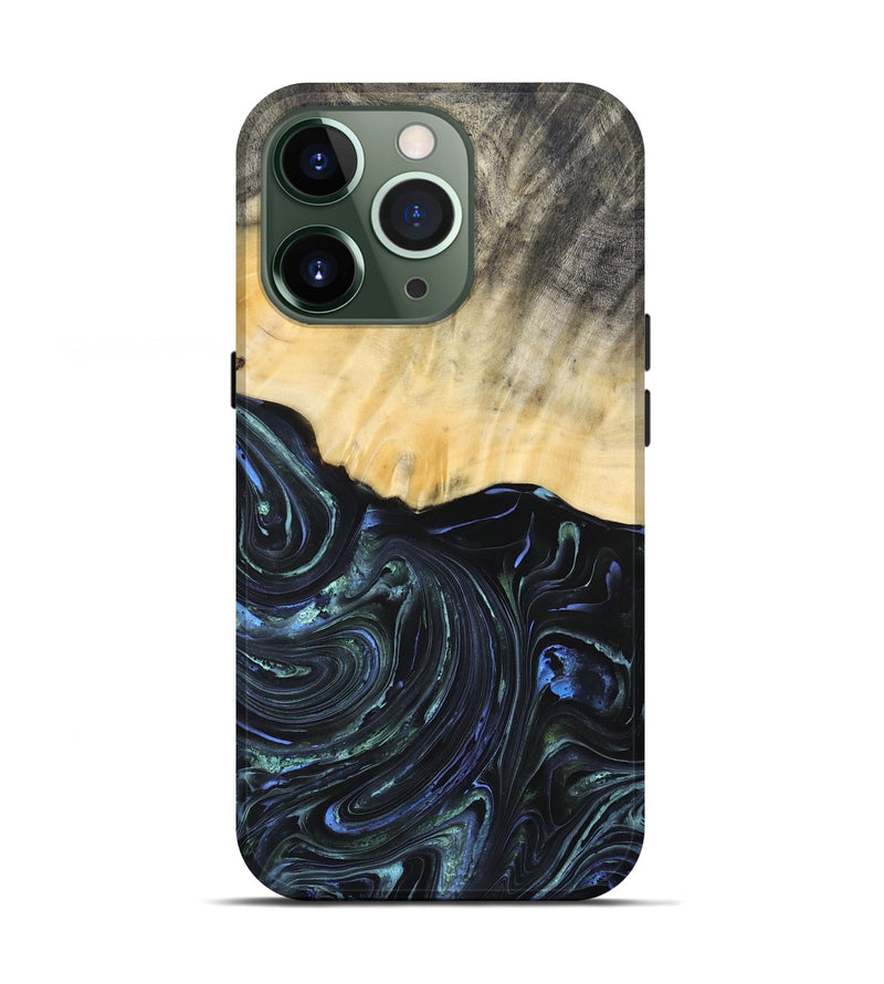 iPhone 13 Pro Wood+Resin Live Edge Phone Case - Carlton (Blue, 692321)