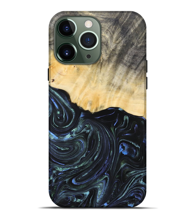 iPhone 13 Pro Max Wood+Resin Live Edge Phone Case - Carlton (Blue, 692321)