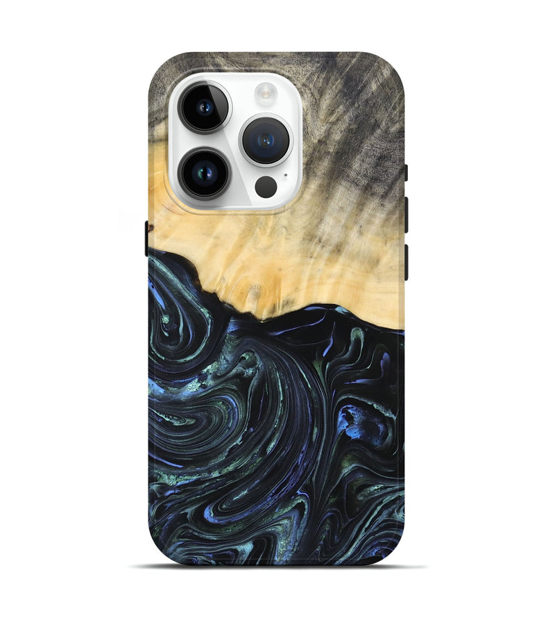 iPhone 15 Pro Wood+Resin Live Edge Phone Case - Carlton (Blue, 692321)