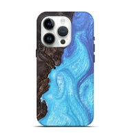 iPhone 15 Pro Wood+Resin Live Edge Phone Case - Madisyn (Blue, 692322)