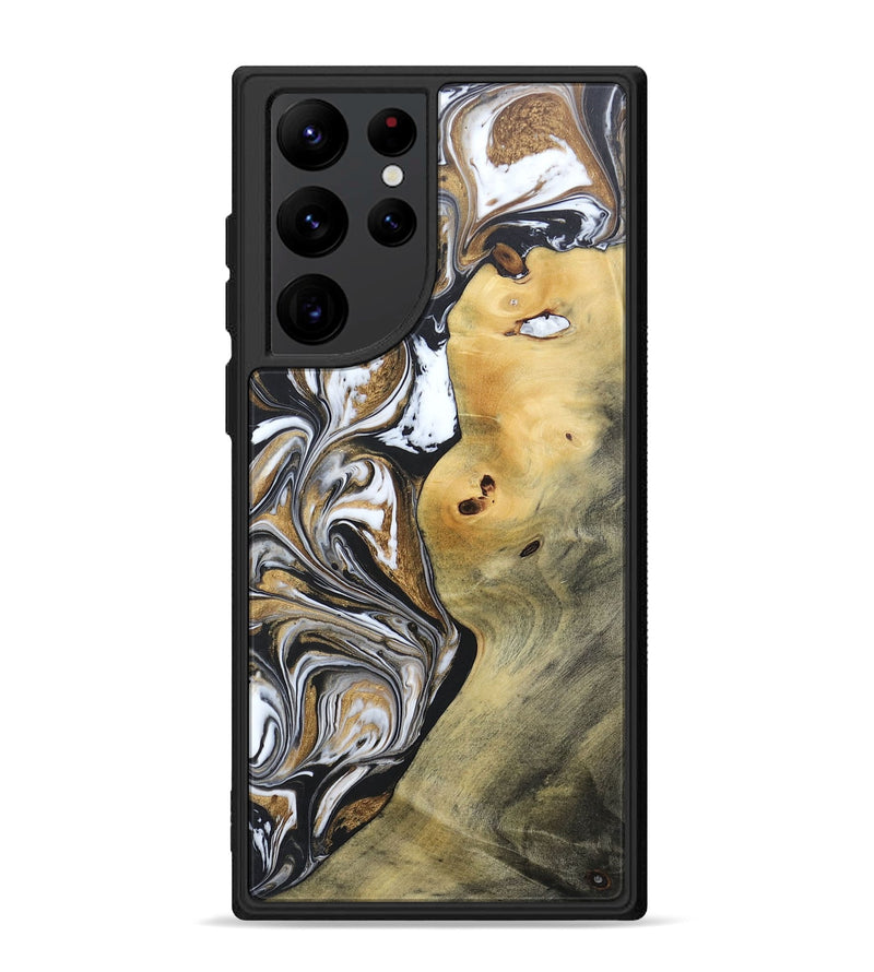 Galaxy S22 Ultra Wood+Resin Phone Case - Vernon (Black & White, 692369)