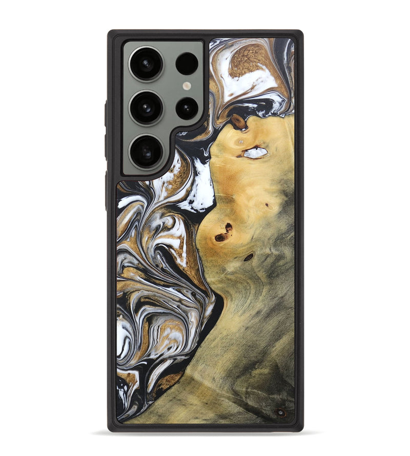 Galaxy S23 Ultra Wood+Resin Phone Case - Vernon (Black & White, 692369)