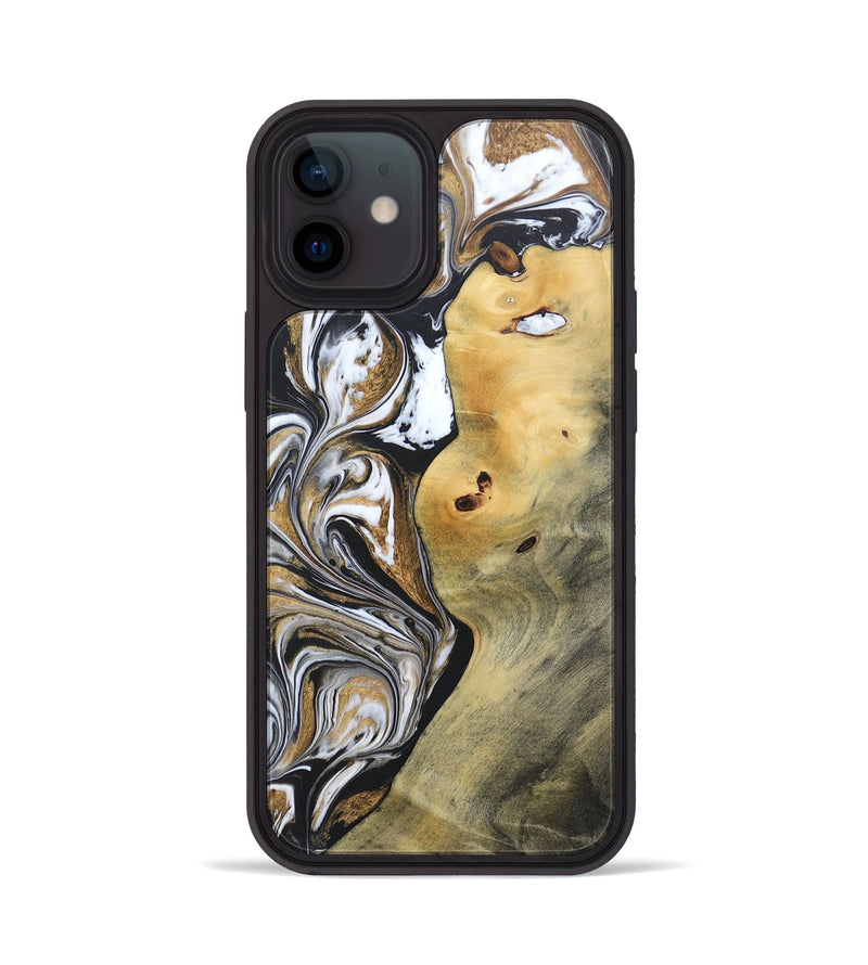 iPhone 12 Wood+Resin Phone Case - Vernon (Black & White, 692369)