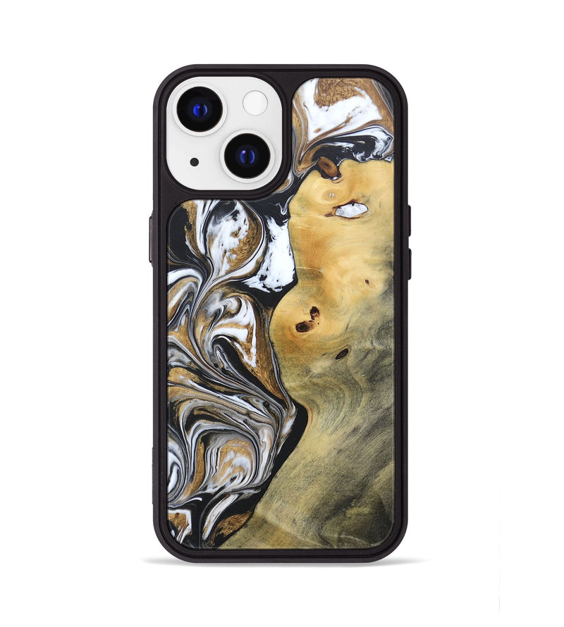 iPhone 13 Wood+Resin Phone Case - Vernon (Black & White, 692369)