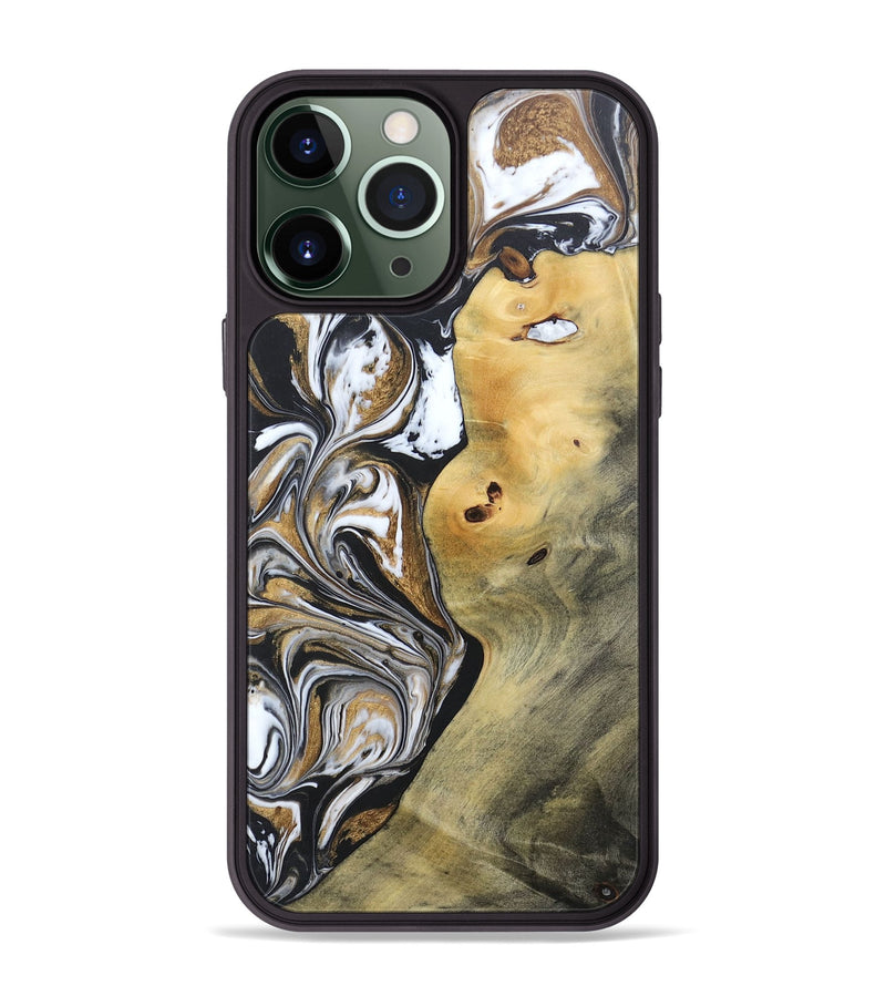 iPhone 13 Pro Max Wood+Resin Phone Case - Vernon (Black & White, 692369)
