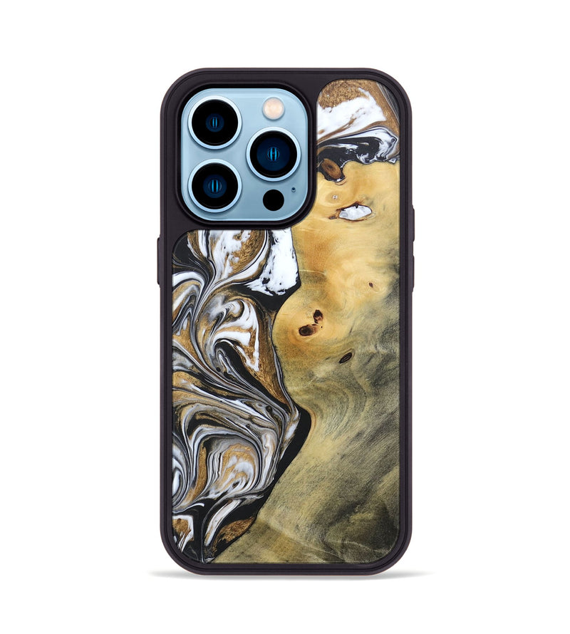 iPhone 14 Pro Wood+Resin Phone Case - Vernon (Black & White, 692369)
