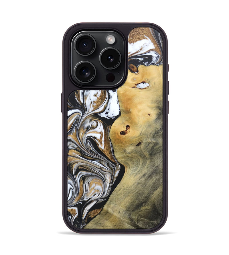 iPhone 15 Pro Wood+Resin Phone Case - Vernon (Black & White, 692369)