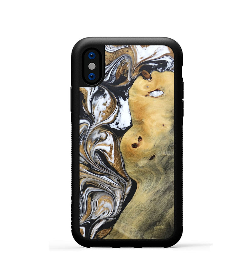 iPhone Xs Wood+Resin Phone Case - Vernon (Black & White, 692369)