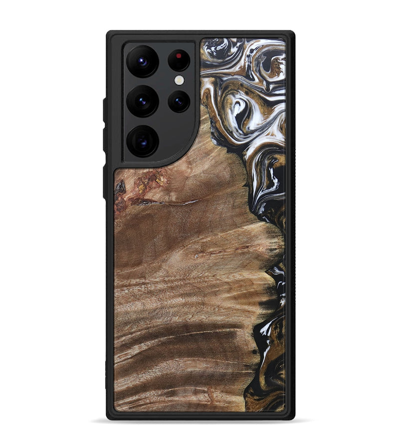Galaxy S22 Ultra Wood+Resin Phone Case - Yahir (Black & White, 692373)