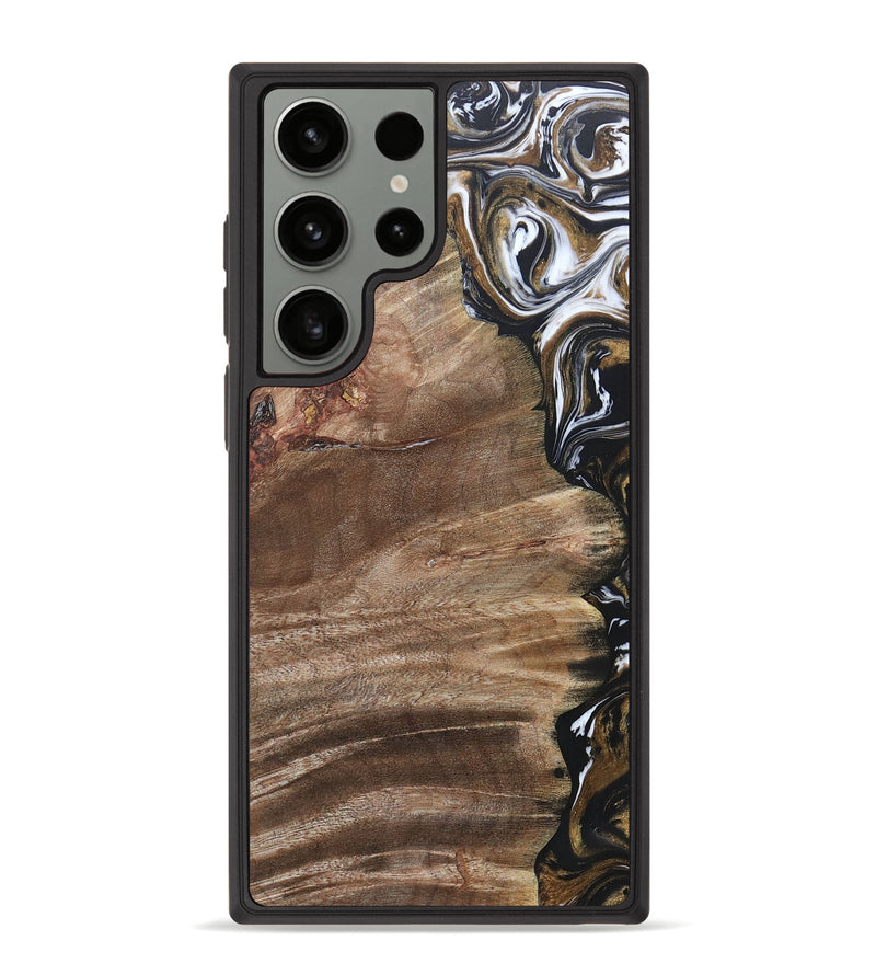 Galaxy S23 Ultra Wood+Resin Phone Case - Yahir (Black & White, 692373)