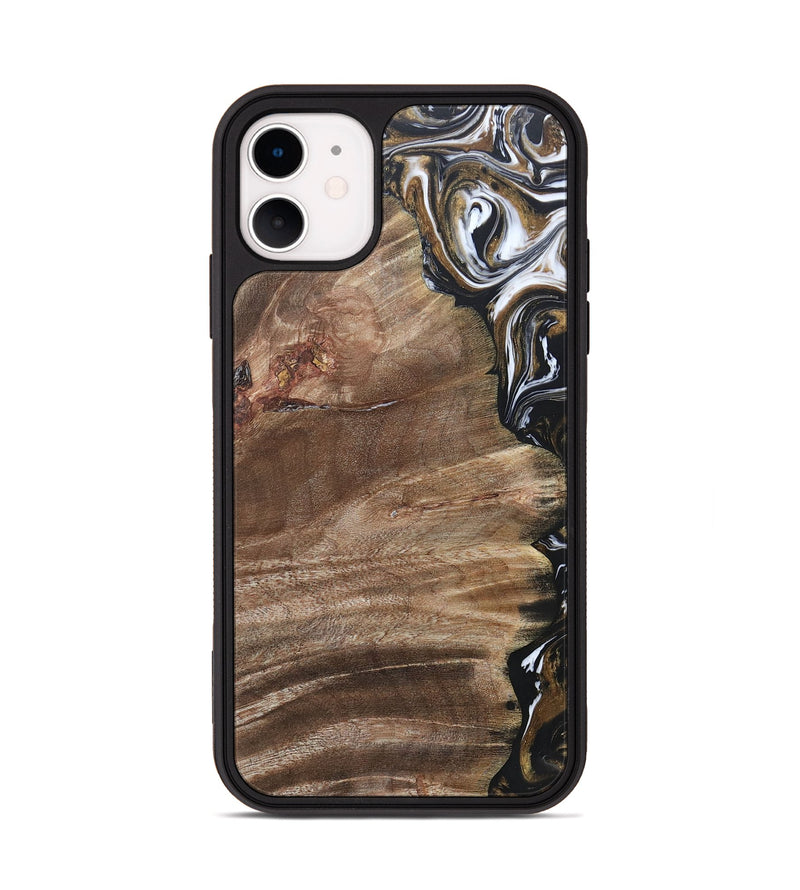 iPhone 11 Wood+Resin Phone Case - Yahir (Black & White, 692373)