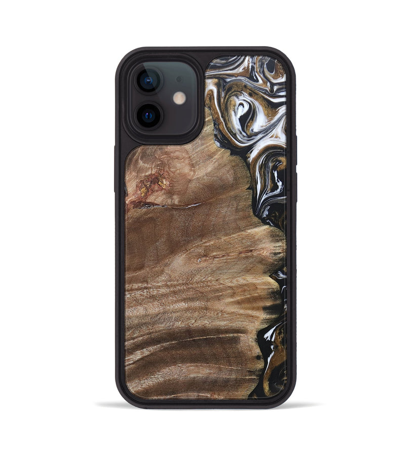 iPhone 12 Wood+Resin Phone Case - Yahir (Black & White, 692373)