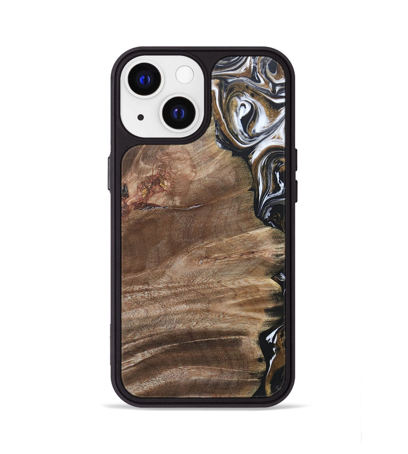 iPhone 13 Wood+Resin Phone Case - Yahir (Black & White, 692373)