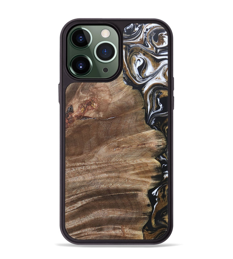iPhone 13 Pro Max Wood+Resin Phone Case - Yahir (Black & White, 692373)