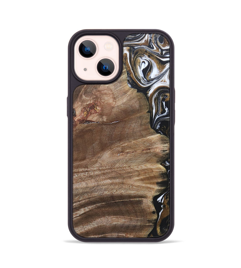 iPhone 14 Wood+Resin Phone Case - Yahir (Black & White, 692373)