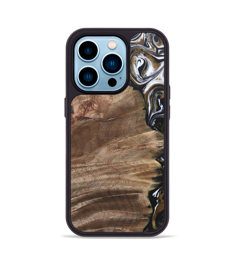 iPhone 14 Pro Wood+Resin Phone Case - Yahir (Black & White, 692373)