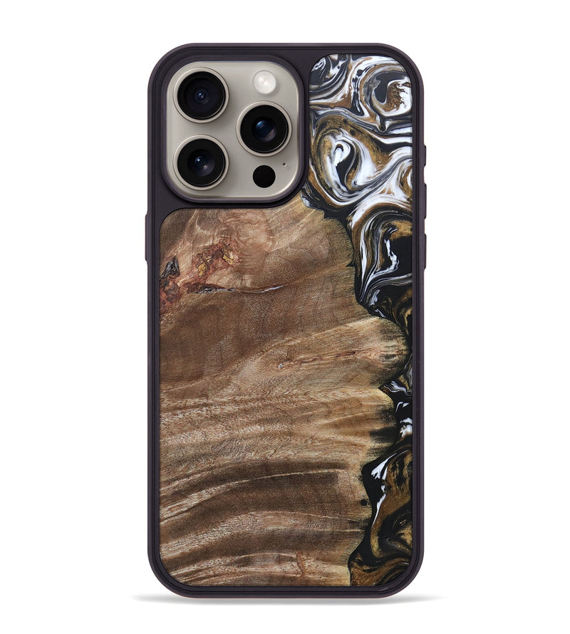 iPhone 15 Pro Max Wood+Resin Phone Case - Yahir (Black & White, 692373)