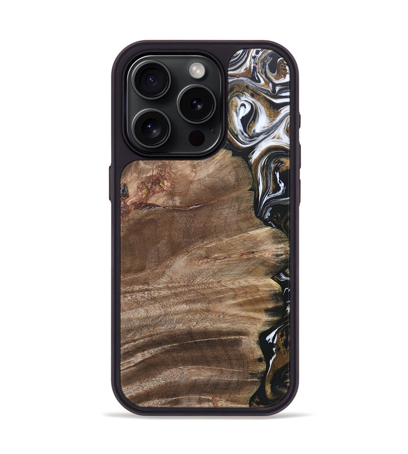 iPhone 15 Pro Wood+Resin Phone Case - Yahir (Black & White, 692373)