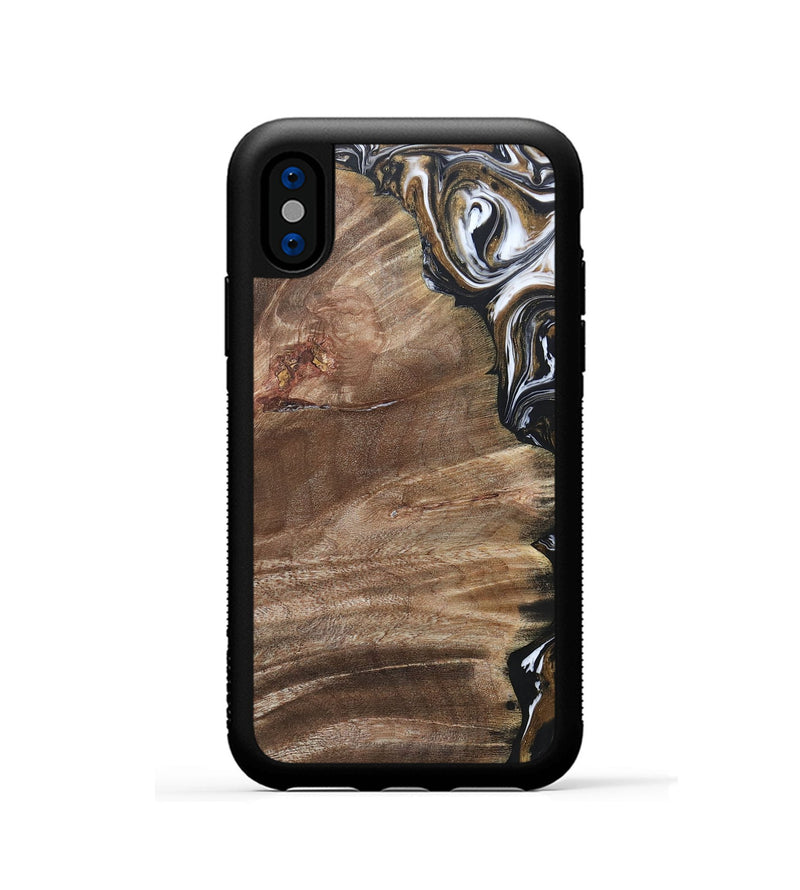 iPhone Xs Wood+Resin Phone Case - Yahir (Black & White, 692373)