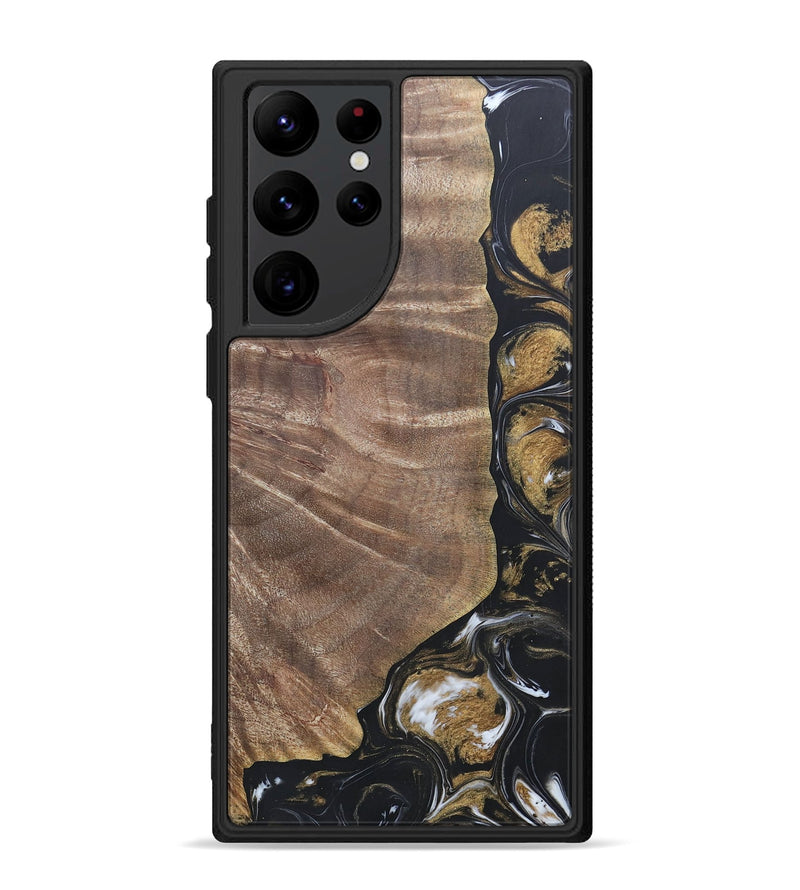 Galaxy S22 Ultra Wood+Resin Phone Case - Nicholas (Black & White, 692374)
