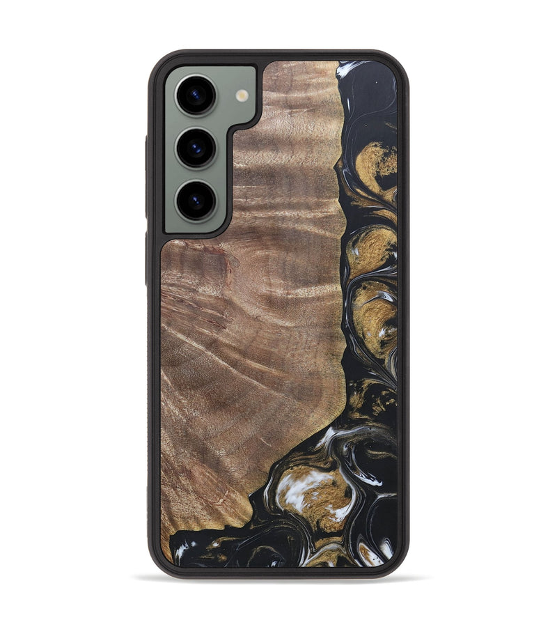 Galaxy S23 Plus Wood+Resin Phone Case - Nicholas (Black & White, 692374)