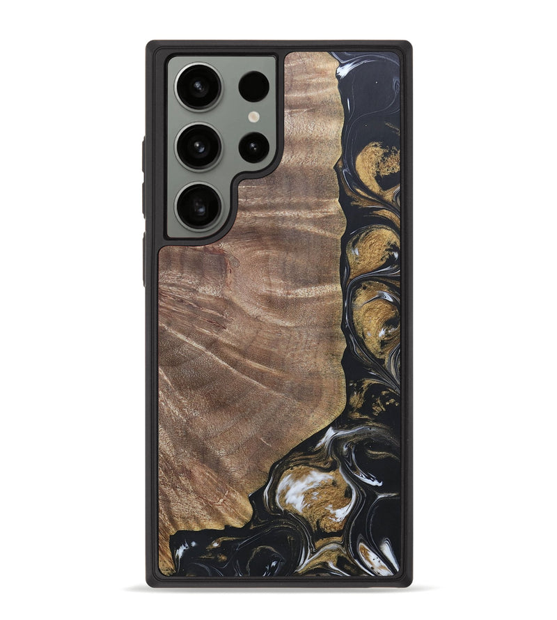Galaxy S23 Ultra Wood+Resin Phone Case - Nicholas (Black & White, 692374)
