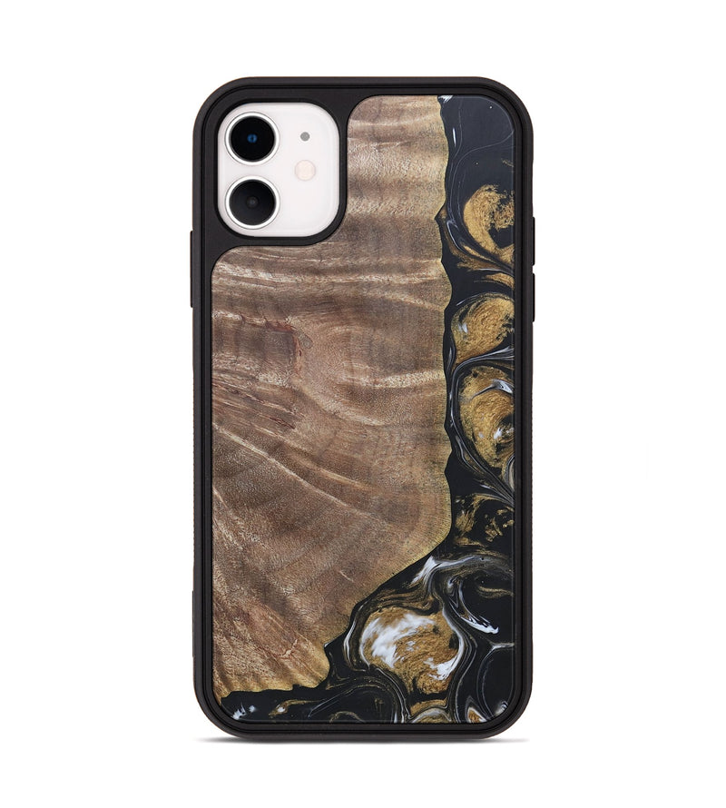 iPhone 11 Wood+Resin Phone Case - Nicholas (Black & White, 692374)