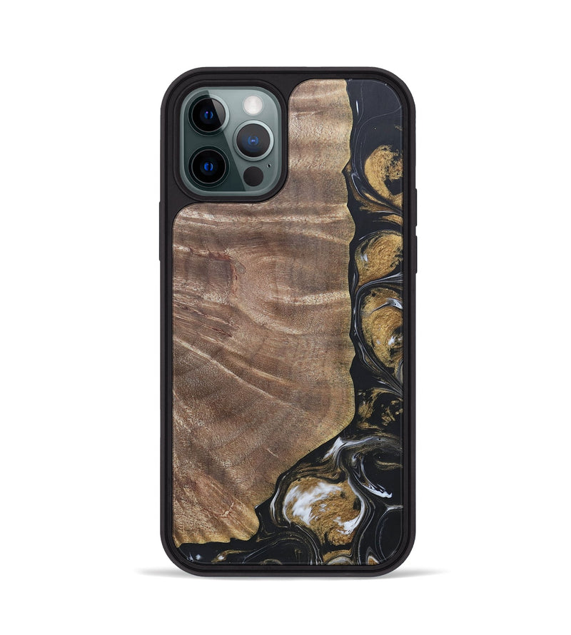 iPhone 12 Pro Wood+Resin Phone Case - Nicholas (Black & White, 692374)
