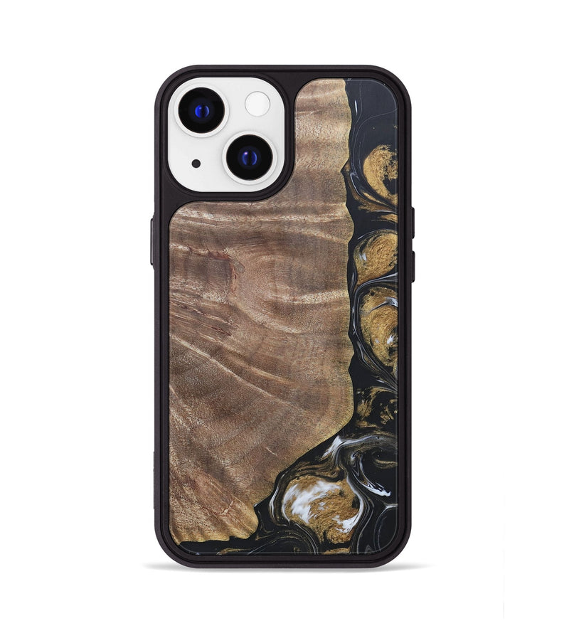 iPhone 13 Wood+Resin Phone Case - Nicholas (Black & White, 692374)