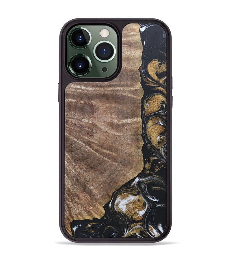 iPhone 13 Pro Max Wood+Resin Phone Case - Nicholas (Black & White, 692374)