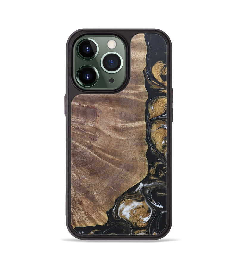 iPhone 13 Pro Wood+Resin Phone Case - Nicholas (Black & White, 692374)