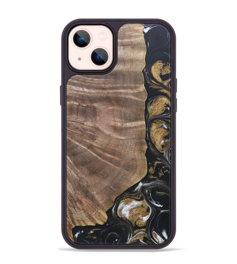 iPhone 14 Plus Wood+Resin Phone Case - Nicholas (Black & White, 692374)