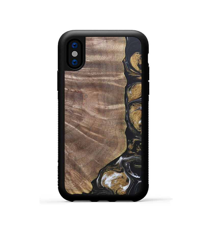 iPhone Xs Wood+Resin Phone Case - Nicholas (Black & White, 692374)