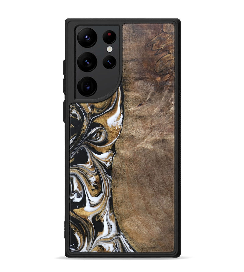 Galaxy S22 Ultra Wood+Resin Phone Case - Antoine (Black & White, 692379)