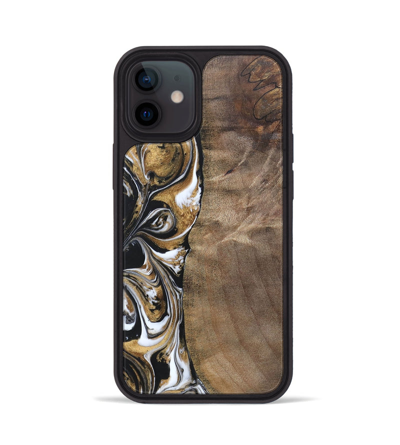iPhone 12 Wood+Resin Phone Case - Antoine (Black & White, 692379)