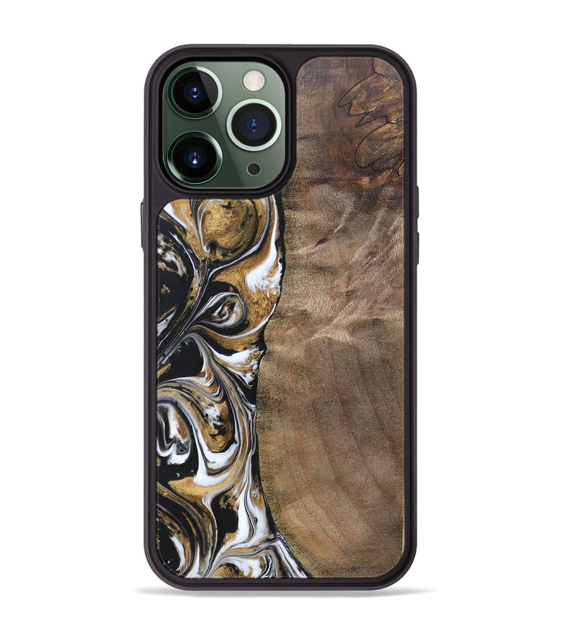 iPhone 13 Pro Max Wood+Resin Phone Case - Antoine (Black & White, 692379)