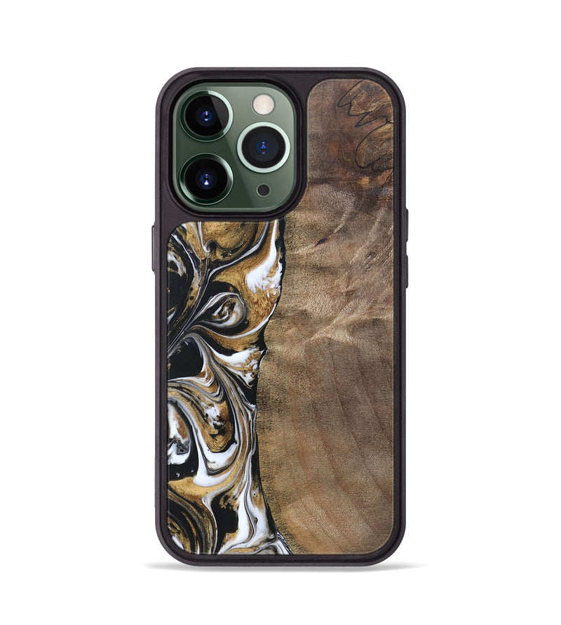 iPhone 13 Pro Wood+Resin Phone Case - Antoine (Black & White, 692379)