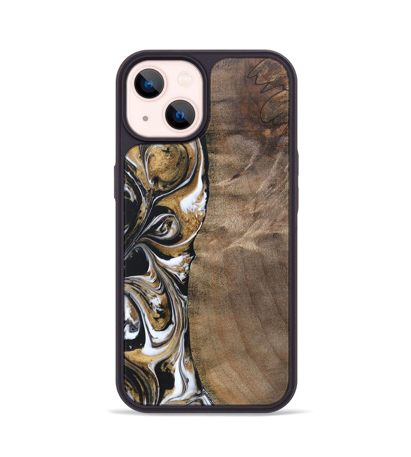 iPhone 14 Wood+Resin Phone Case - Antoine (Black & White, 692379)