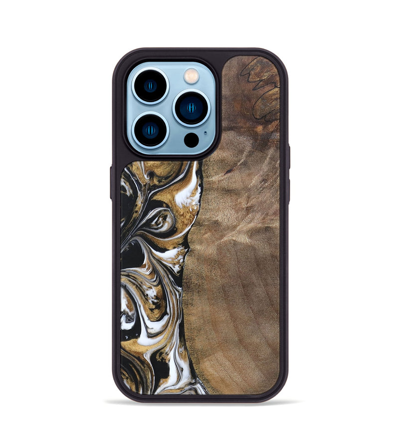 iPhone 14 Pro Wood+Resin Phone Case - Antoine (Black & White, 692379)