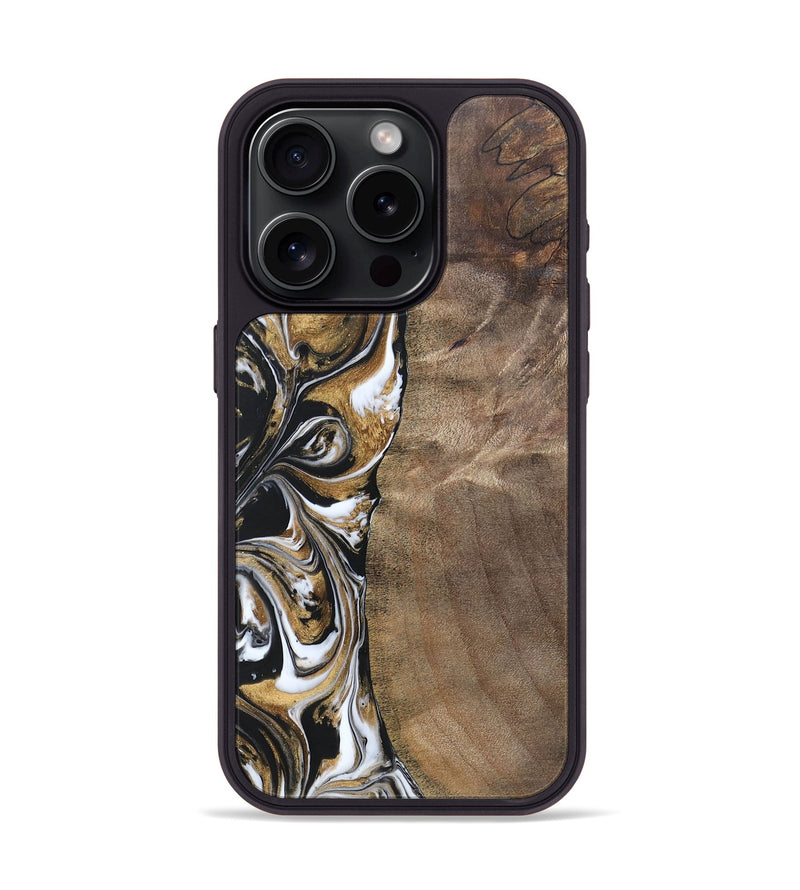 iPhone 15 Pro Wood+Resin Phone Case - Antoine (Black & White, 692379)