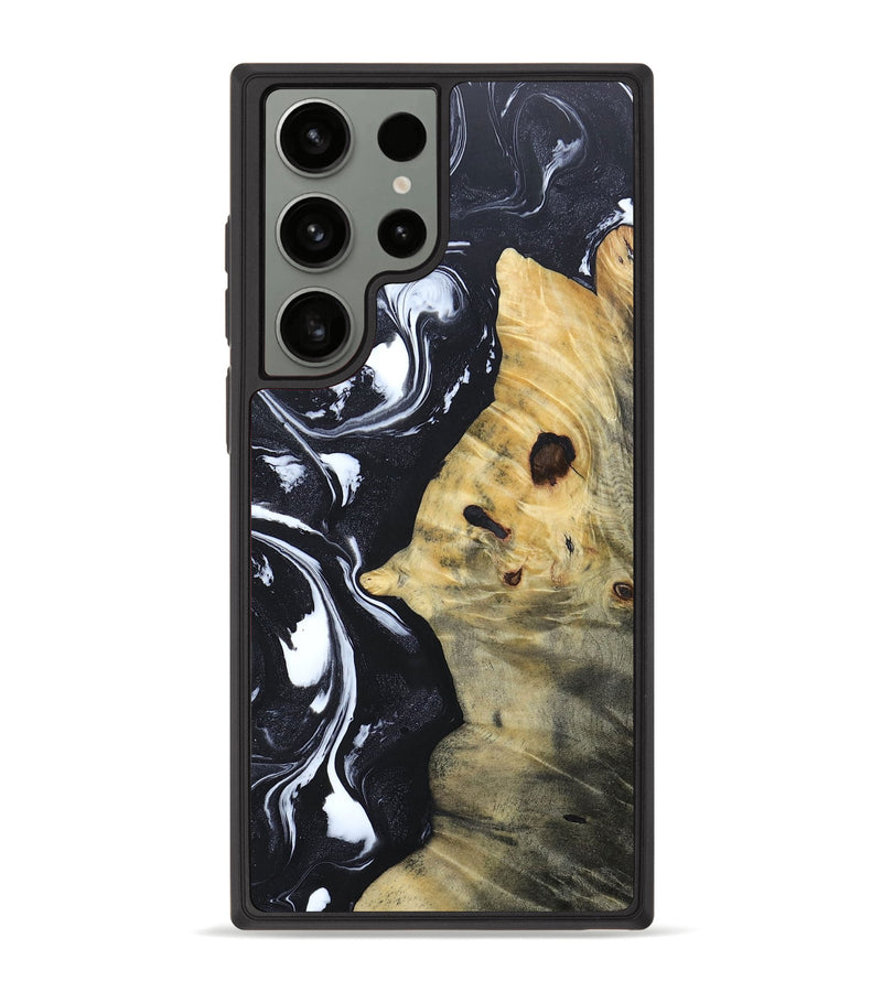 Galaxy S23 Ultra Wood+Resin Phone Case - Dewey (Black & White, 692382)