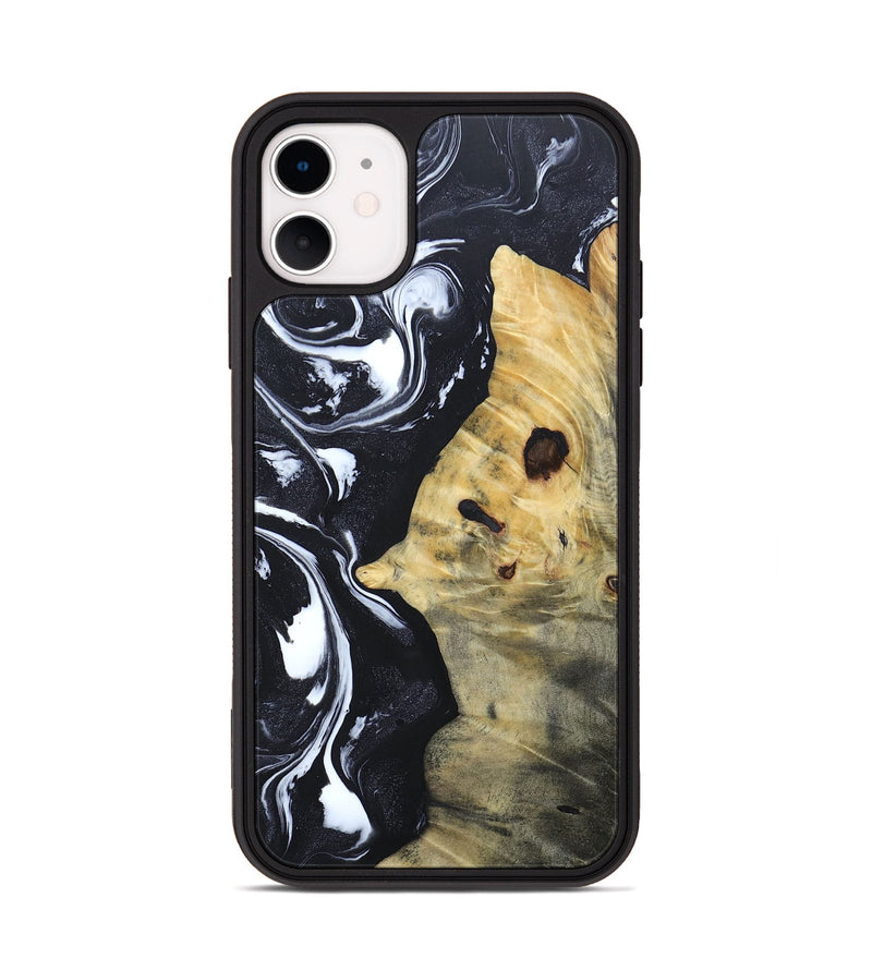 iPhone 11 Wood+Resin Phone Case - Dewey (Black & White, 692382)