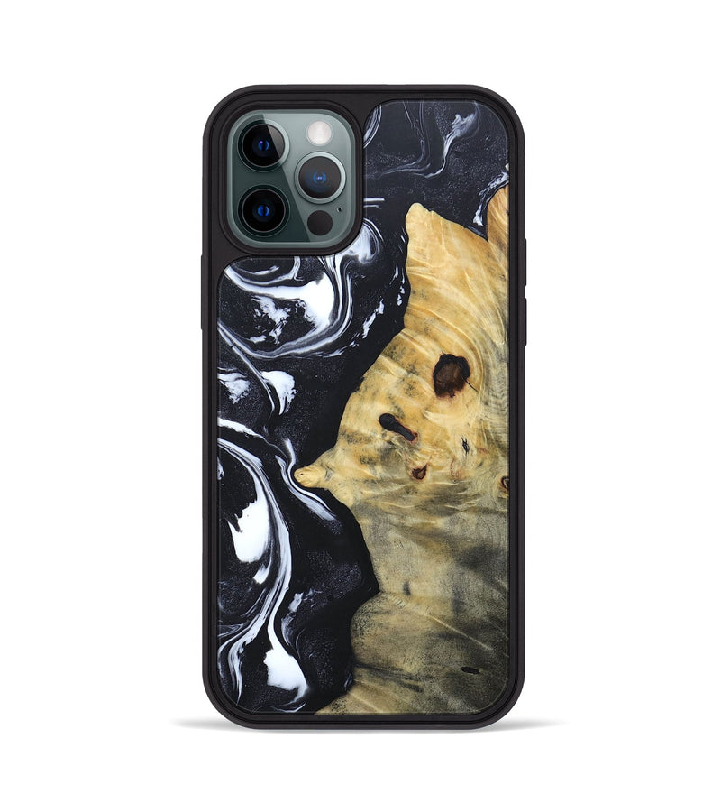 iPhone 12 Pro Wood+Resin Phone Case - Dewey (Black & White, 692382)