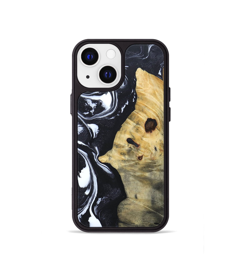 iPhone 13 mini Wood+Resin Phone Case - Dewey (Black & White, 692382)