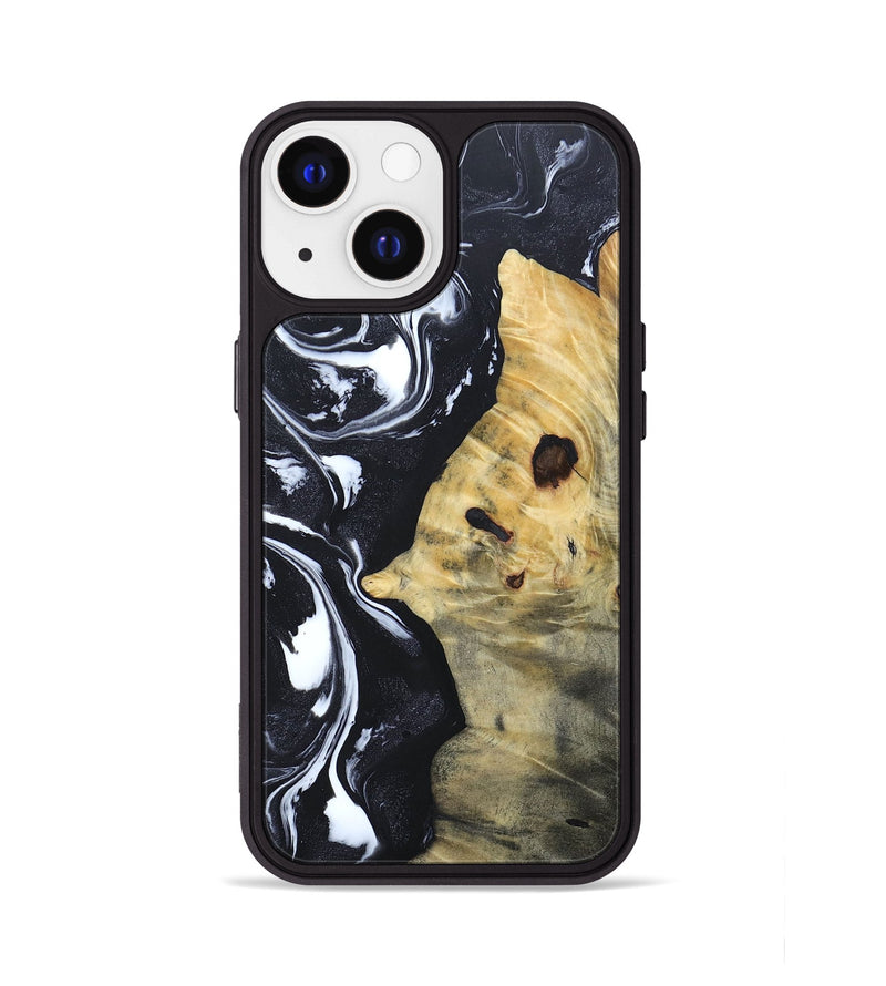 iPhone 13 Wood+Resin Phone Case - Dewey (Black & White, 692382)