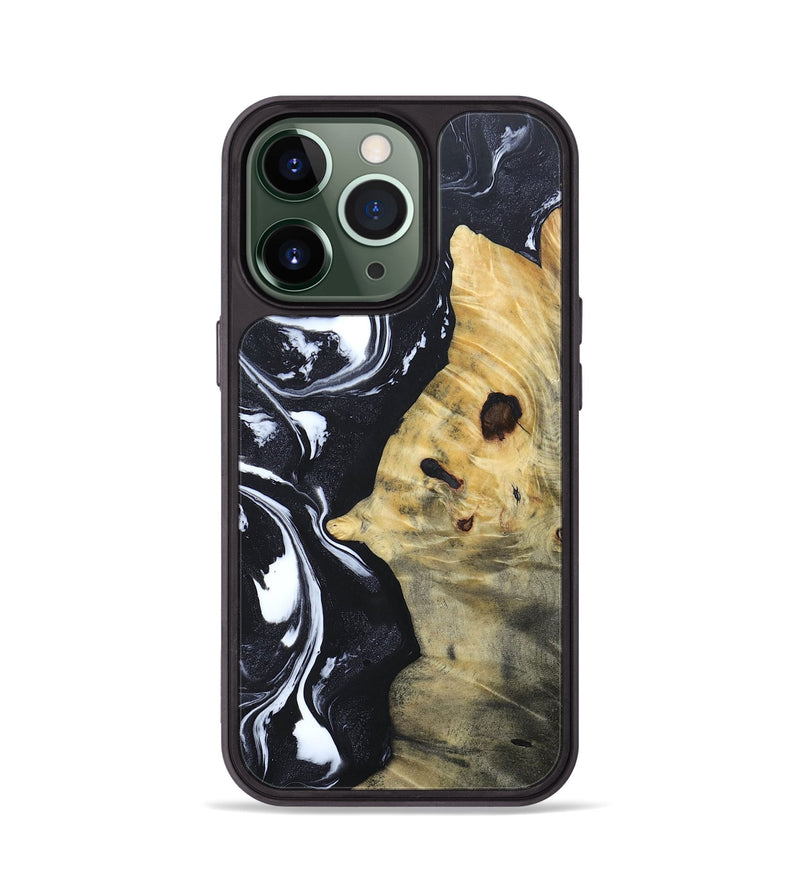 iPhone 13 Pro Wood+Resin Phone Case - Dewey (Black & White, 692382)