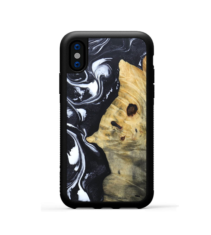 iPhone Xs Wood+Resin Phone Case - Dewey (Black & White, 692382)