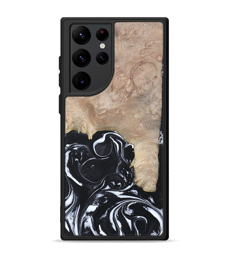 Galaxy S22 Ultra Wood+Resin Phone Case - Aria (Black & White, 692388)